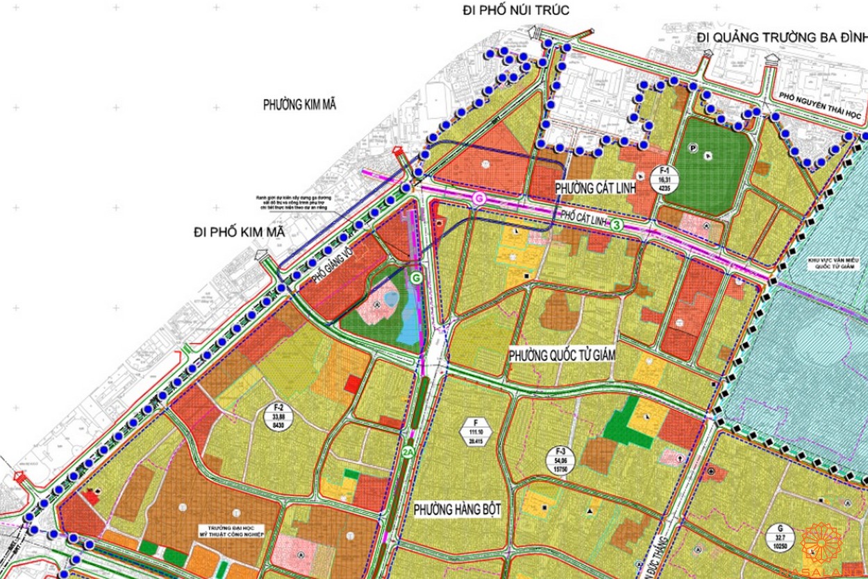 Quy hoạch sử dụng đất Phường Văn Miếu Quận Đống Đa thể hiện trên bản đồ quy hoạch phân khu tỷ lệ 1/2000 của TP. Hà Nội