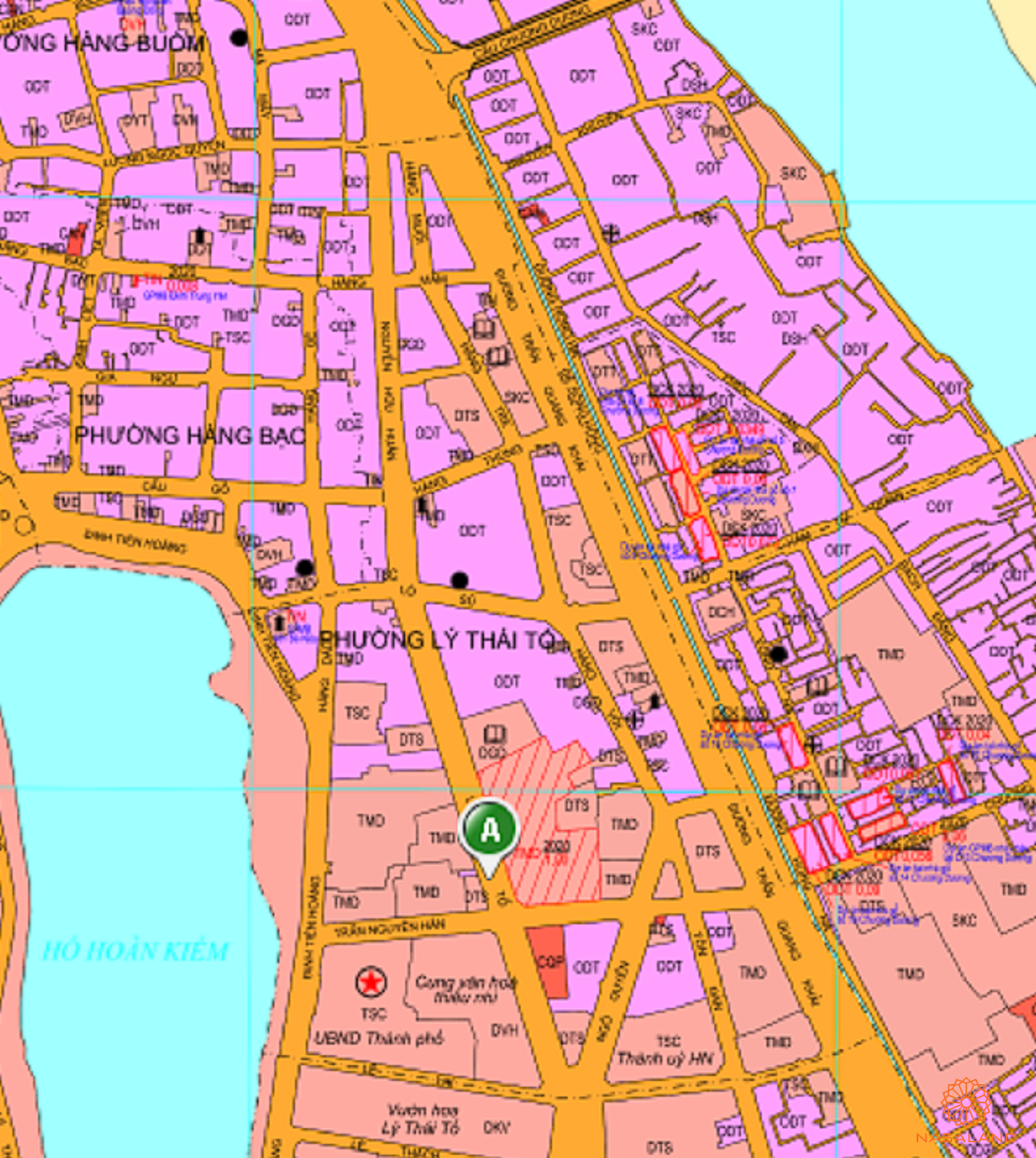 Bản đồ quy hoạch sử dụng đất Phường Lý Thái Tổ theo bản đồ quy hoạch sử dụng đất năm 2020 Quận Hoàn Kiếm, Thành phố Hà Nội.