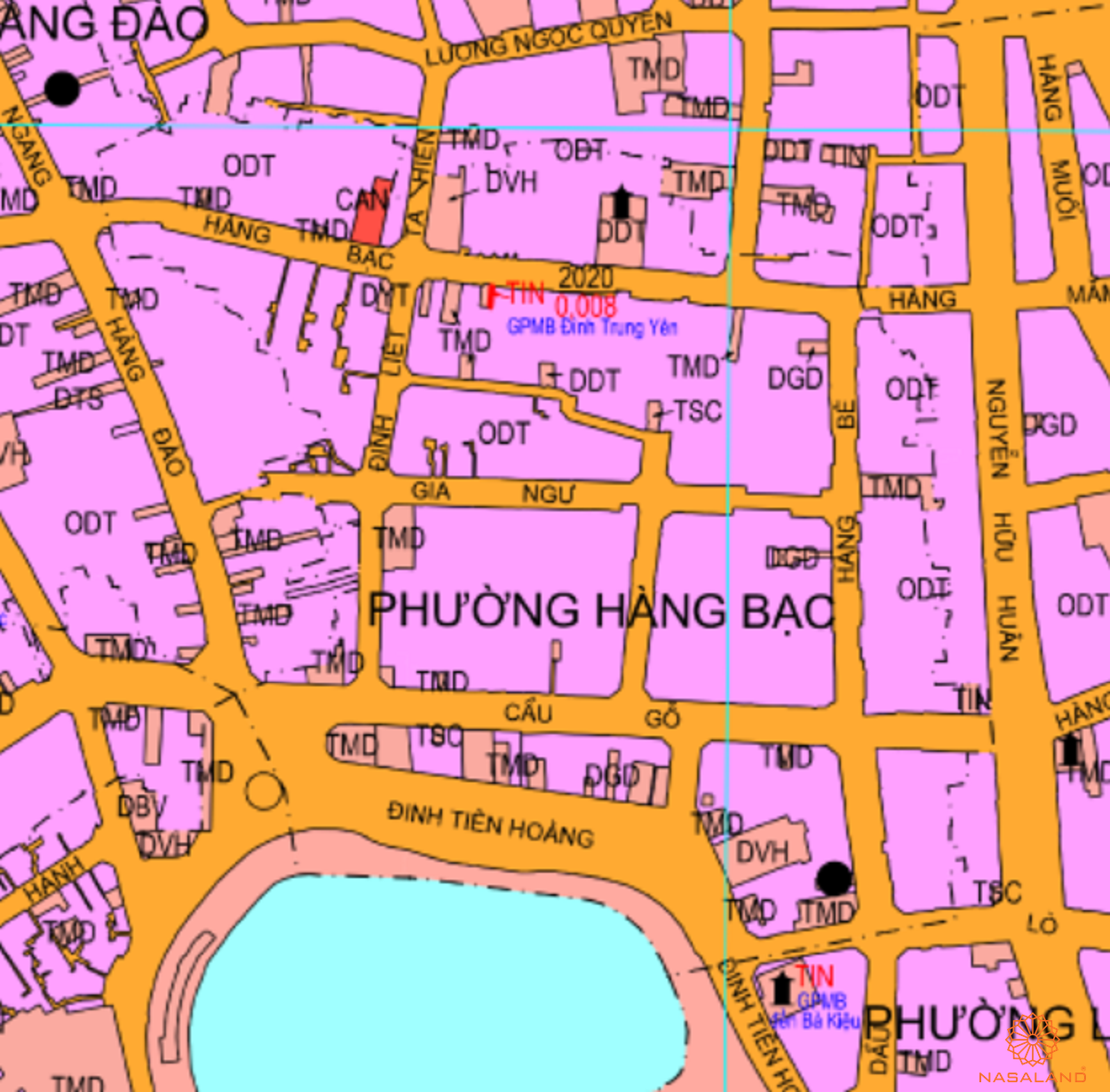 Bản đồ quy hoạch sử dụng đất Phường Hàng Bạc theo bản đồ quy hoạch sử dụng đất năm 2020 Quận Hoàn Kiếm, Thành phố Hà Nội.