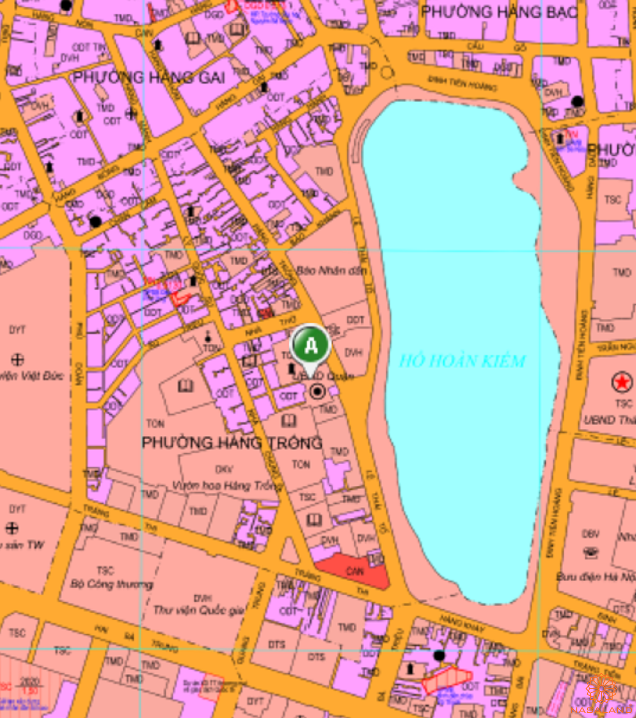 Bản đồ quy hoạch sử dụng đất Phường Hàng Trống theo bản đồ quy hoạch sử dụng đất năm 2020 Quận Hoàn Kiếm, Thành phố Hà Nội.
