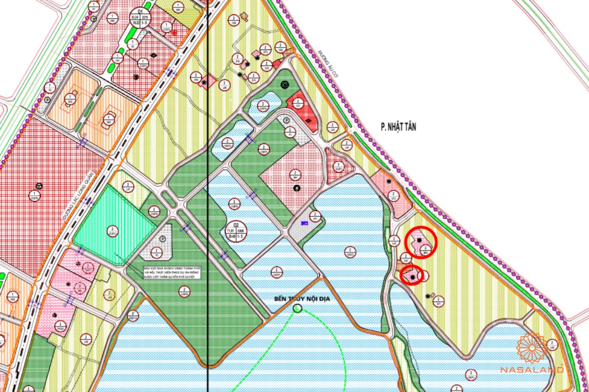 Quy hoạch Phường Nhật Tân Quận Tây Hồ trên bản đồ quy hoạch phân khu tỷ lệ 1/2000 của TP. Hà Nội