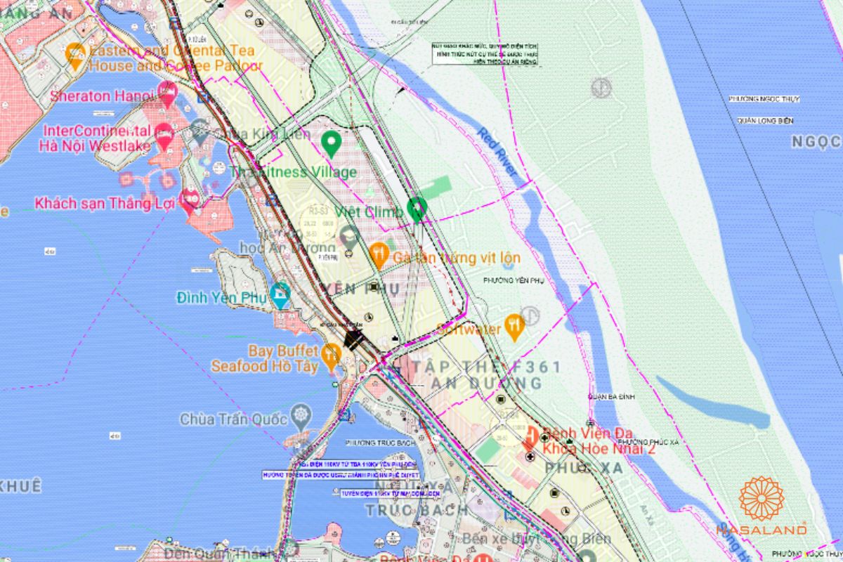 Quy hoạch Phường Yên Phụ Quận Tây Hồ trên bản đồ quy hoạch phân khu tỷ lệ 1/2000 của TP. Hà Nội