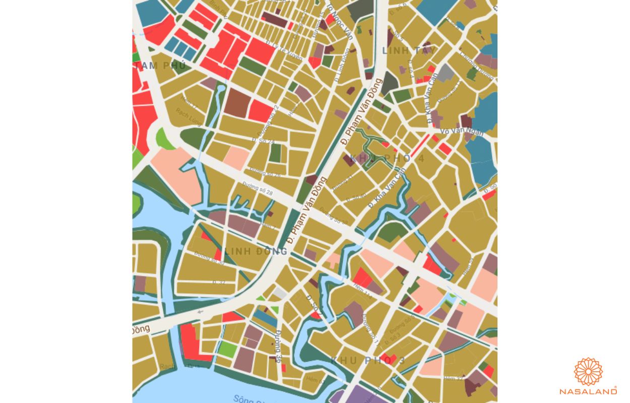 Quy hoạch Phường Linh Đông Quận 9 thể hiện trên bản đồ quy hoạch phân khu tỷ lệ 1/2000 của TP. HCM
