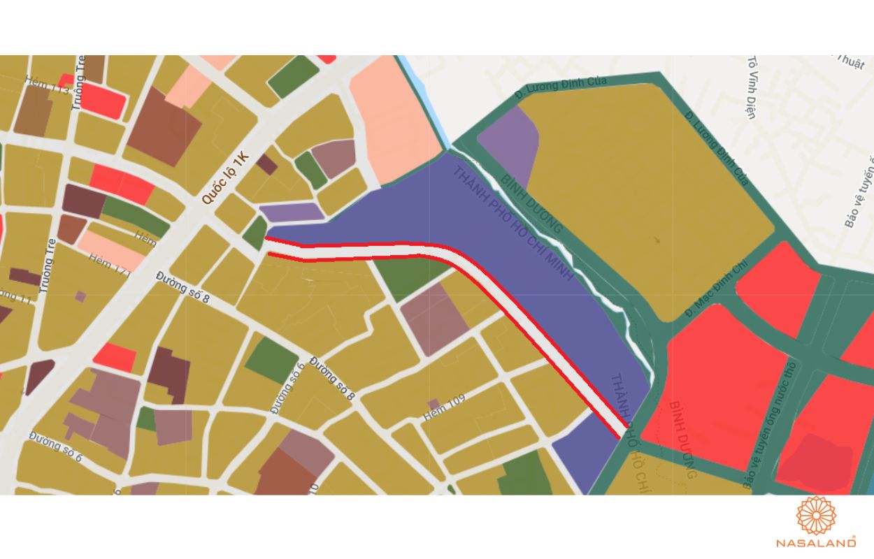 Quy hoạch giao thông Phường Long Bình Quận 9 thể hiện trên bản đồ quy hoạch phân khu tỷ lệ 1/2000 của TP. HCM