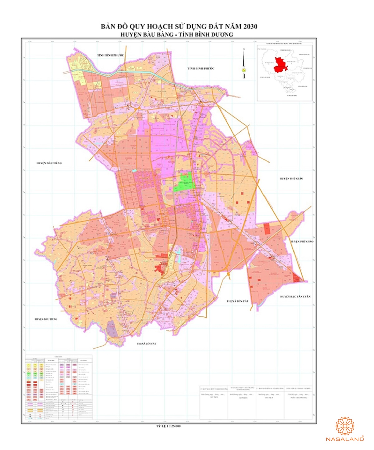 Quy hoạch sử dụng đất Huyện Bàu Bàng thể hiện trên bản đồ quy hoạch phân khu tỷ lệ 1/2000 của Tỉnh Bình Dương