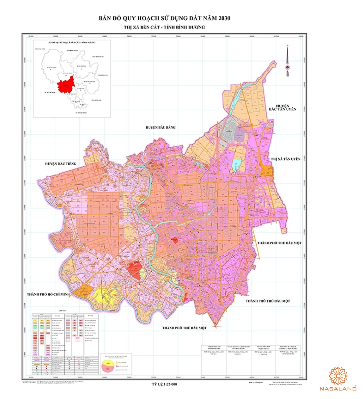 Quy hoạch sử dụng đất Thị xã Bến Cát thể hiện trên bản đồ quy hoạch phân khu tỷ lệ 1/2000 của Tỉnh Bình Dương