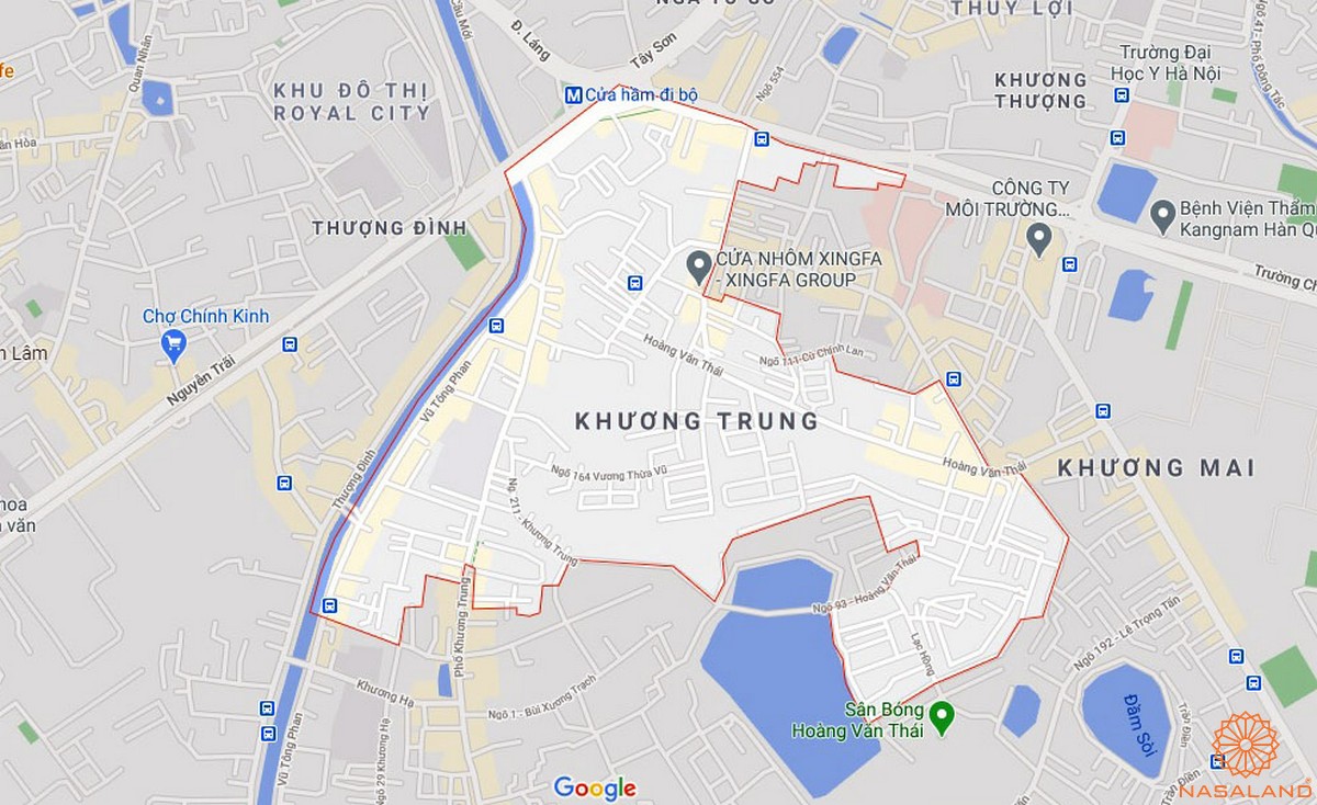 Quy hoạch sử dụng đất Phường Khương Trung Quận Thanh Xuân thể hiện trên bản đồ quy hoạch phân khu tỷ lệ 1/2000 của Thành phố Hà Nội