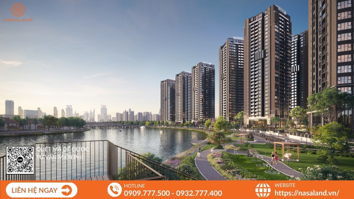 Đài vọng cảnh tuyệt đẹp tại THE PRIVÉ, điểm nhấn kiến trúc và cảnh quan ven sông.