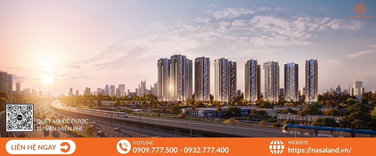 Toàn cảnh ban đêm dự án THE PRIVÉ với ánh đèn lung linh, nổi bật trên nền đô thị hiện đại.