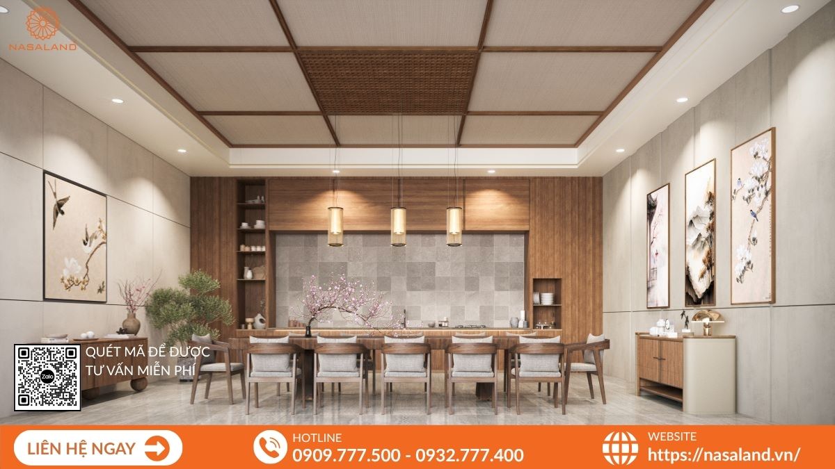 Phòng tiệc Sakura ấm cúng, phù hợp các dịp họp mặt, sự kiện.