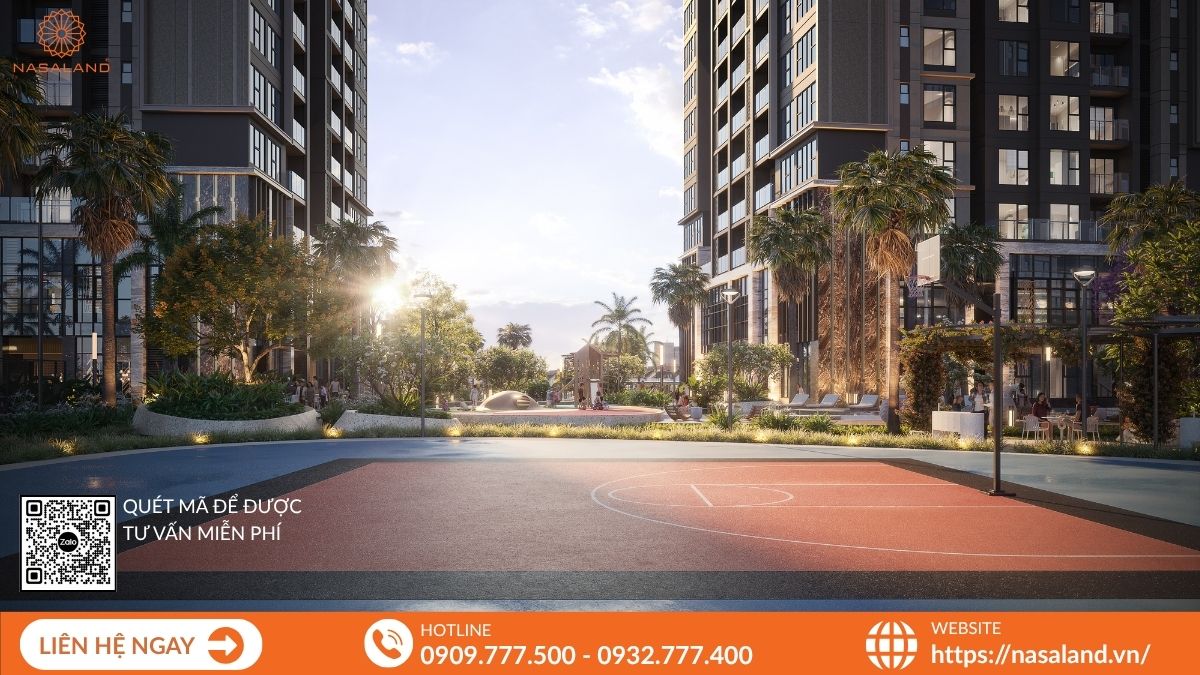 Sân thể thao đa năng với thiết kế hiện đại phục vụ nhiều loại hình vận động khác nhau.